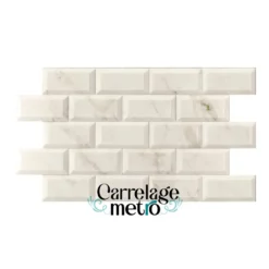 Carrelage métro marbre couleur blanc calacatta beige mur 10x20