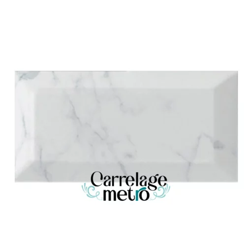 Carrelage métro couleur marbre carrara blanc brillant 10x20